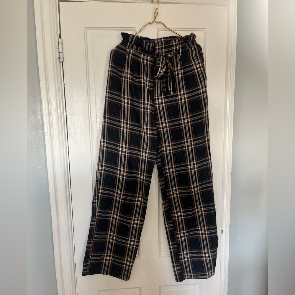 Windsor Black and White retro wide leg Plaid women’s  Pants chunky